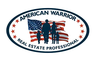Logo of American Warrior Real Estate Professionals with American flag.